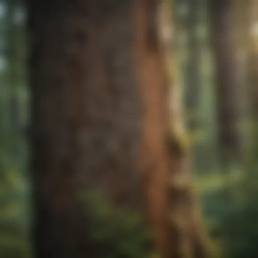 Close-up of a hemlock tree showing signs of decline