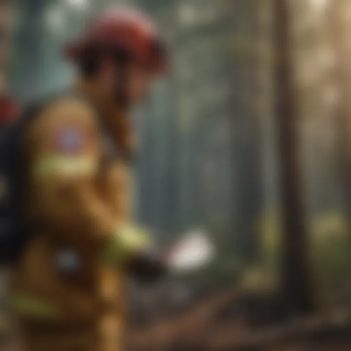 Firefighter receiving a certification badge