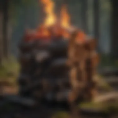 Detailed View of Fire Log Stands Detailed view of fire log stands in a forest setting
