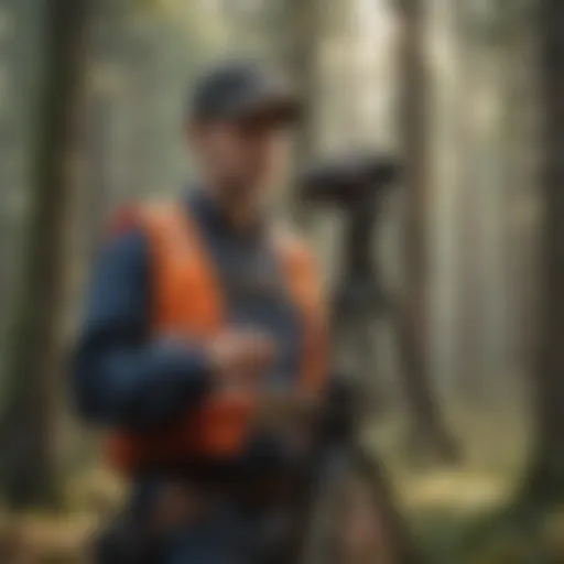 Land surveyor using advanced technology in the forest