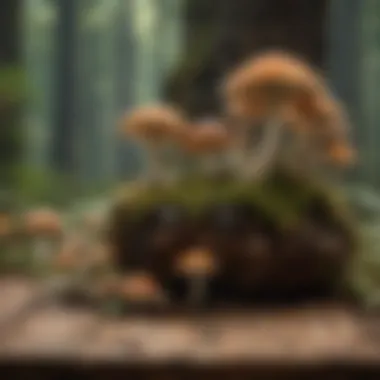 Diverse Mushroom Species Collection A variety of mushroom species displayed on a wooden table