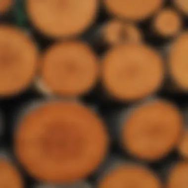 Close-Up of Pressure Treated Logs A close-up view of pressure treated logs showcasing their unique texture and color variation.