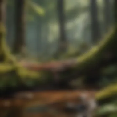 Salamander Habitat in a Rich Forest A dense forest showcasing a salamander habitat
