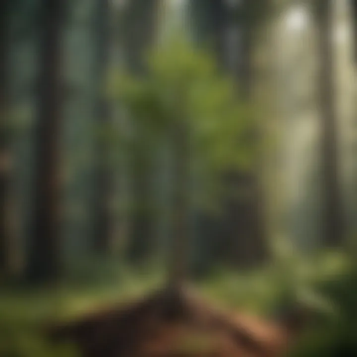 Close-up of healthy sequoia sapling with rich green foliage