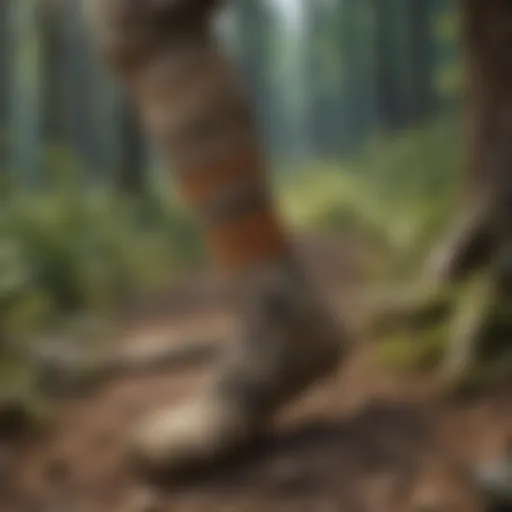 Detailed view of snake protection sock material showcasing durability