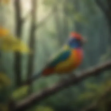Vibrant Chuparosa in Natural Habitat A vibrant chuparosa bird perched on a branch, showcasing its colorful plumage