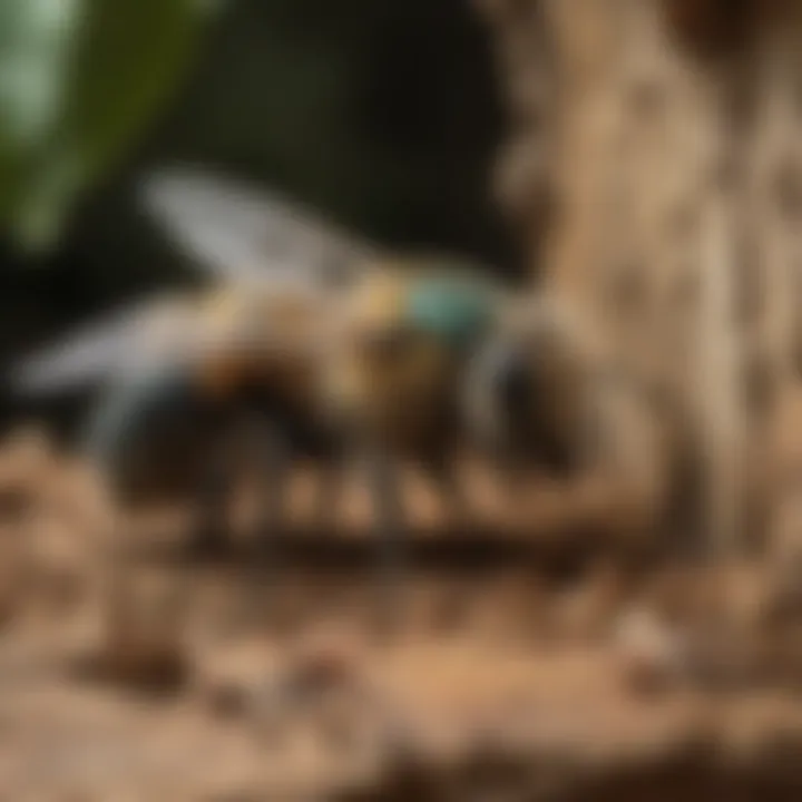 Close-up of leaf cutter bee nesting in a house