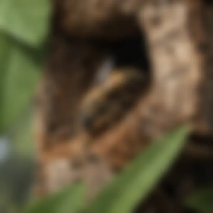 Leaf cutter bee engaging with foliage