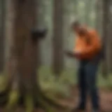 Forest engineer assessing tree health