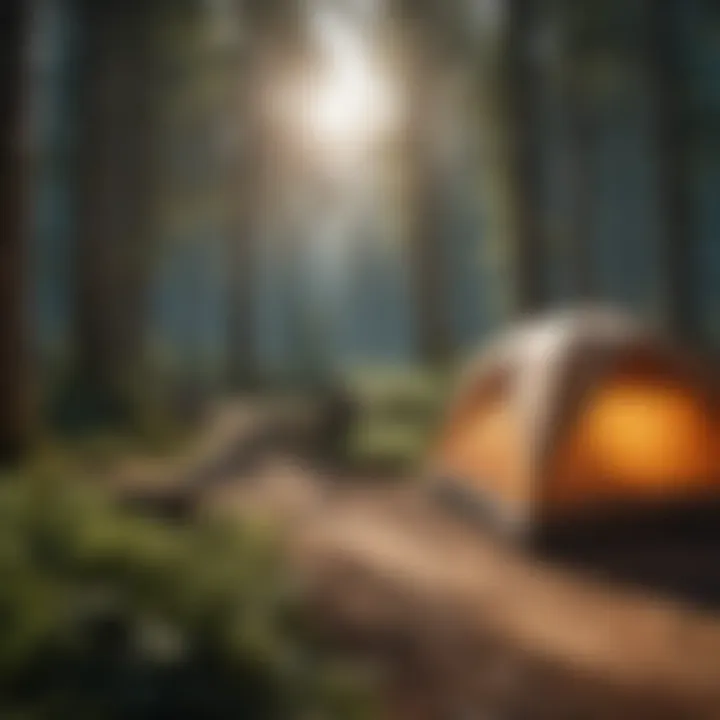 A picturesque campsite nestled in a forest