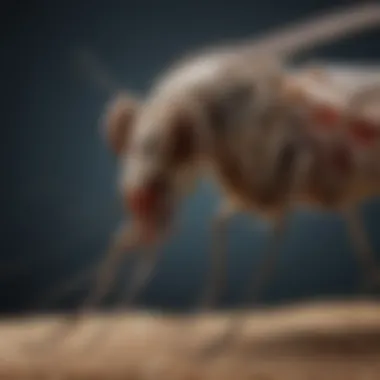 Close-up of a mosquito showing its anatomy