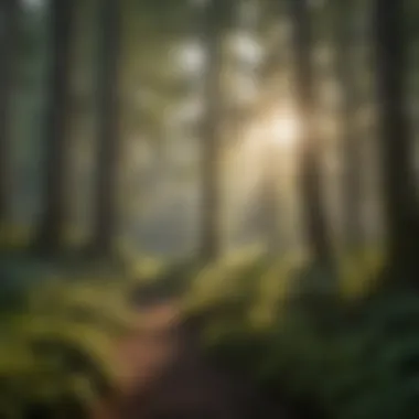 Diverse Forest Ecosystem A scenic view of a lush forest showcasing diverse tree species.