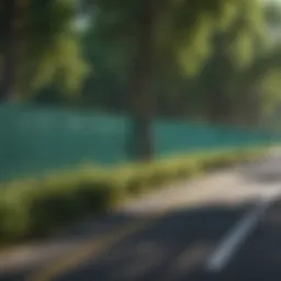 An urban setting showcasing a modern traffic noise barrier