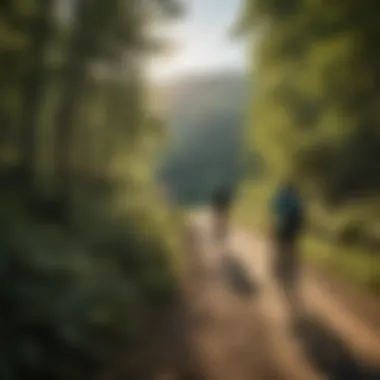 Cyclists enjoying the trail with mountains in the background