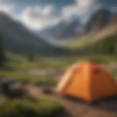 Breathtaking Mountain Camping View A panoramic view of Colorado's rugged mountains providing an ideal backdrop for camping.