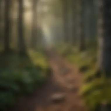 Ideal Woodland Path for Mushroom Exploration A serene woodland path ideal for mushroom hunting
