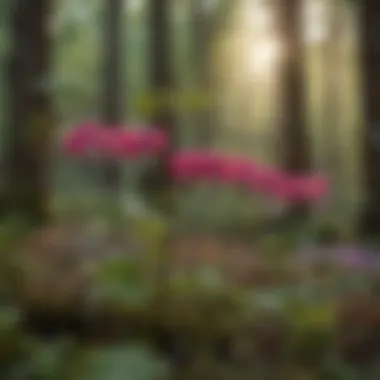 Close-Up of Wild Bleeding Heart Flowers A close-up of the wild bleeding heart plant showcasing its unique flowers in a natural forest setting