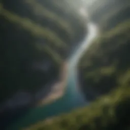 Aerial view of the Ocoee River showcasing its winding path through lush forests