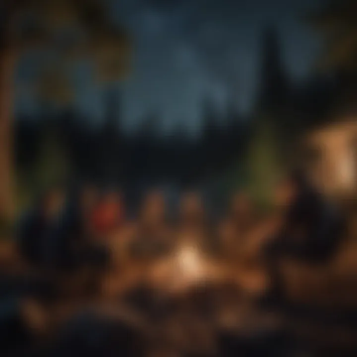 Participants enjoying a community gathering around a campfire