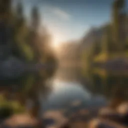 Tranquil view of Woods Canyon Lake at sunrise